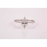 A 14k white gold and diamond ring, the marquise-cut diamond approximately 1.01 carats, approximate