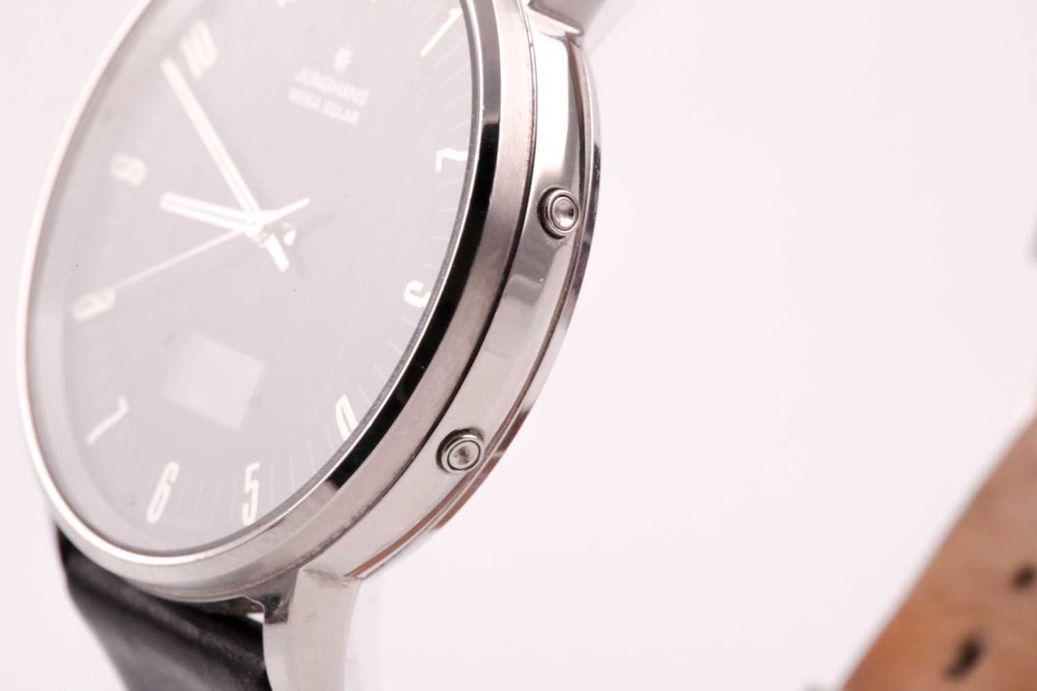A Junghans Mega Solar radio controlled wristwatch, the black dial with small silvered numerals, - Image 6 of 11