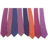 A collection of eight gentleman's Hermes silk ties of varying designsQty: 8Condition report: Marks