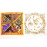 Two Hermes silk scarves, 'Le Robinson Chic' & 'Cirque Molier', in original presentation boxes