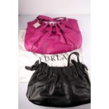 A Furla pink leather handbag with removeable shoulder strap, maximum 34 cm high excluding straop,