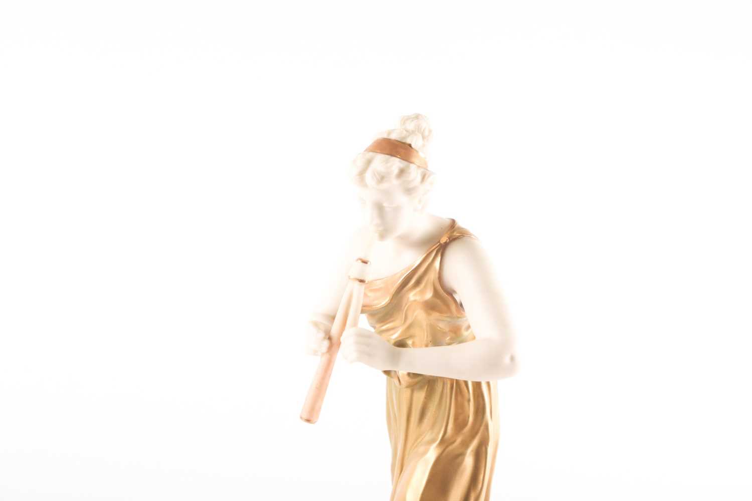 A pair of Royal Worcester blush ivory figures of Grecian musicians, modelled by James Hadley, one - Image 14 of 18