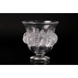 A modern Lalique clear and frosted glass ‘Dampierre’ pattern vase, etched signature and applied