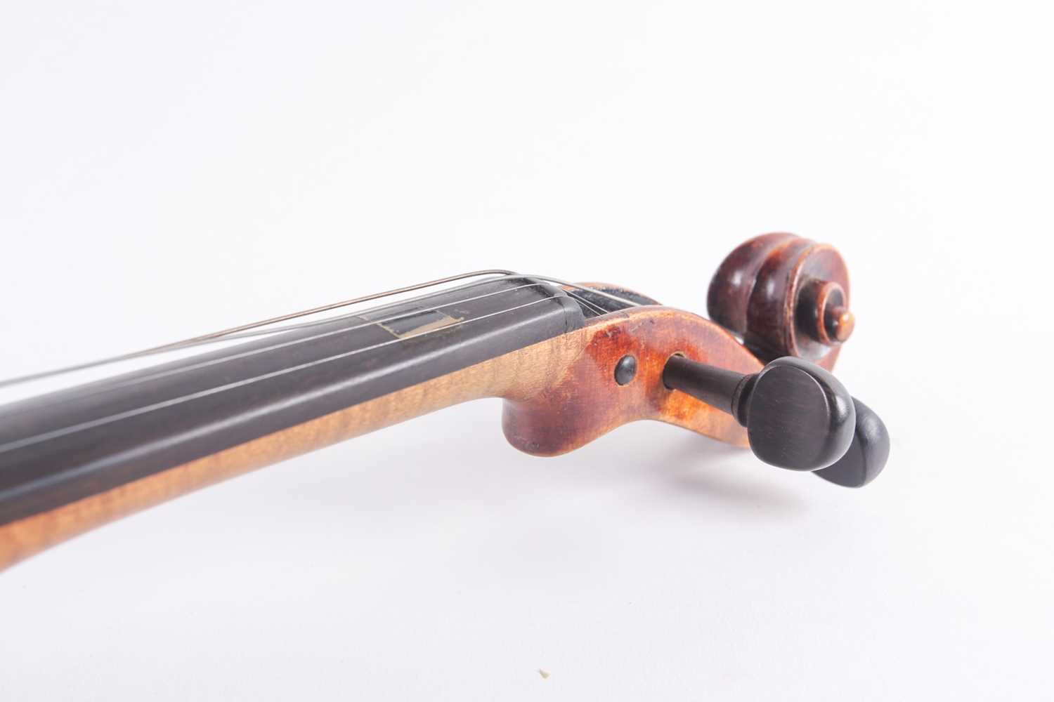 A German three-quarter violin with scarfed scroll and two-piece figured back. Bearing a "Caspar Da - Image 5 of 11