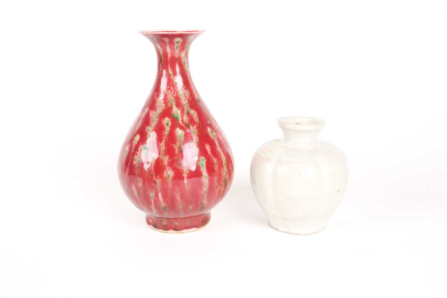 A Chinese white glazed segmented globular vase, Song dynasty, painted with underglaze red decoration - Image 5 of 6