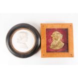 A rare 19th-century plaster relief portrait roundel depicting Lady Emily Tennyson, dated 1859, 21 cm