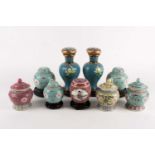 A group of Chinese ten thousand blessings jars & covers, Peoples Republic period, painted with Wan