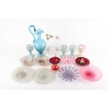 A group of Murano Latticino decorated glassware, 19th/20th century, comprising four hollow stemmed
