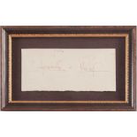 A hand signed piece of paper by Queen Elizabeth II & Prince Philip, Duke of Edinburgh, possibly a