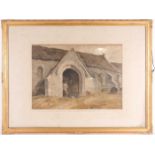 Attributed to William Turner (1763-1818), 'Porch at Shipton on Cherwell', signed, watercolour,