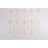 A group of fifteen card menus from royal dinners / state banquets, dated from 1994 to 2000, all with