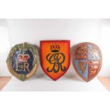A King George VI painted plywood coronation shield. 62 cm high x 45 cm wide. Together with an oval