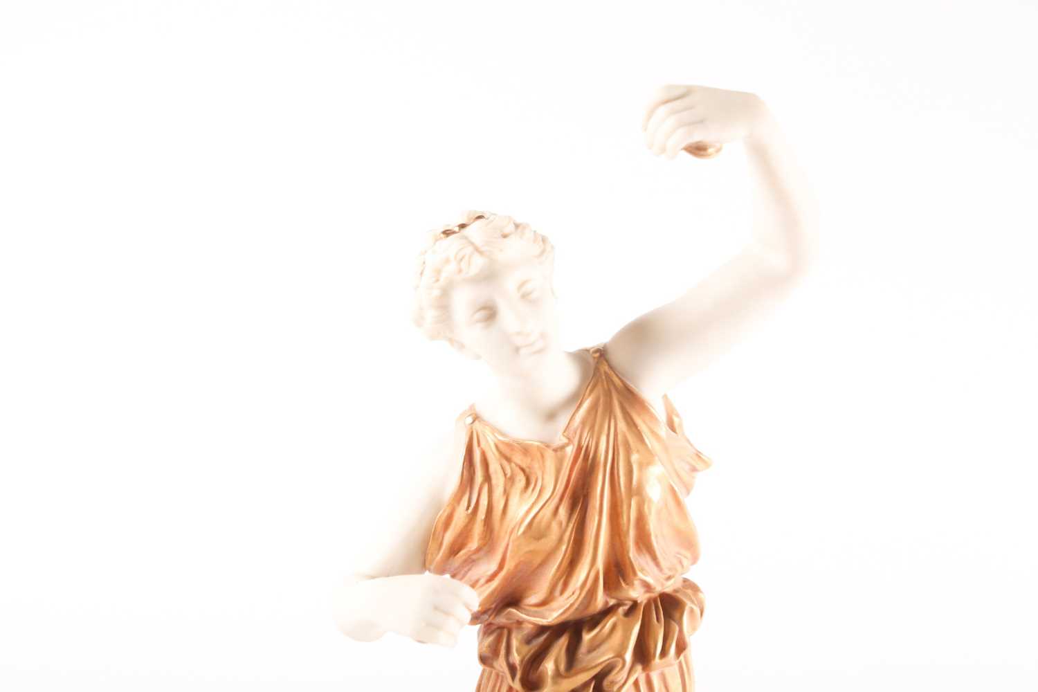 A pair of Royal Worcester blush ivory figures of Grecian musicians, modelled by James Hadley, one - Image 7 of 18
