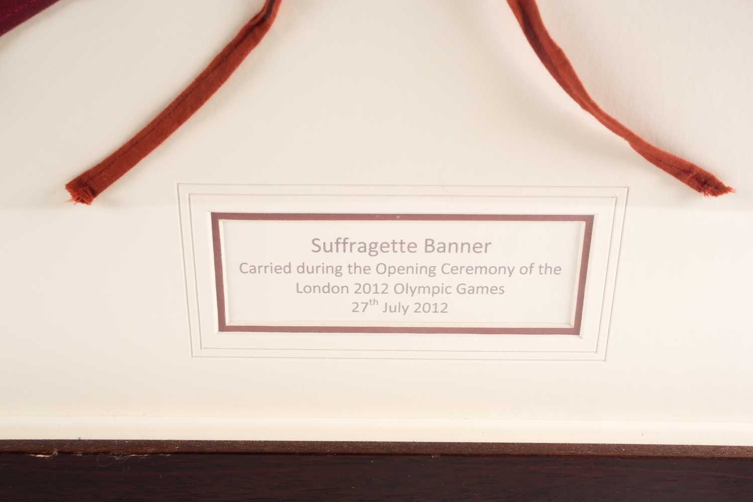 A framed, painted canvas Suffragette Banner, bearing the legend 'N.U.W.S.S. 7,898 Men of Barnsley - Image 5 of 7