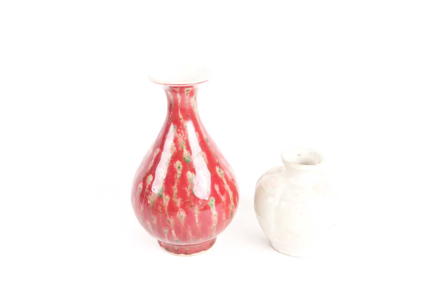A Chinese white glazed segmented globular vase, Song dynasty, painted with underglaze red decoration - Image 6 of 6