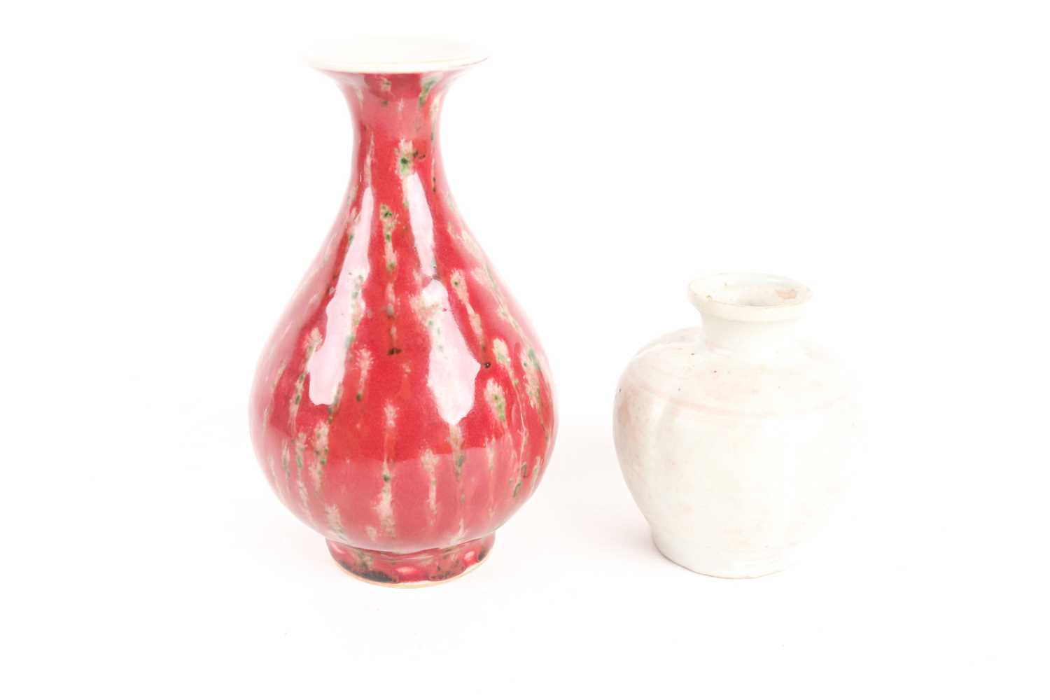 A Chinese white glazed segmented globular vase, Song dynasty, painted with underglaze red decoration - Image 4 of 6
