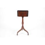 A Regency style mahogany work table, 20th century, the square top with elliptical drop laves with
