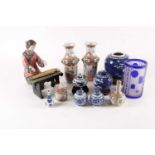 A collection of Chinese ceramics, 19th century and later, comprising a pair of Canton vases, a small