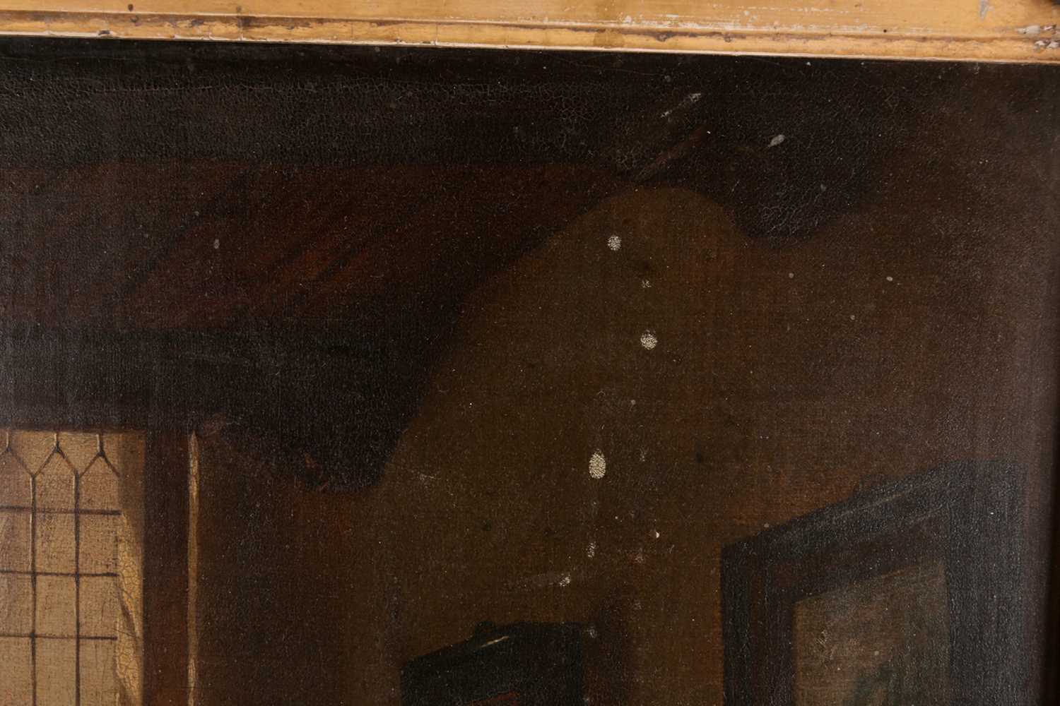 19th century Dutch school, a seated lady reading in an interior setting, oil on canvas, unsigned, 52 - Image 6 of 8