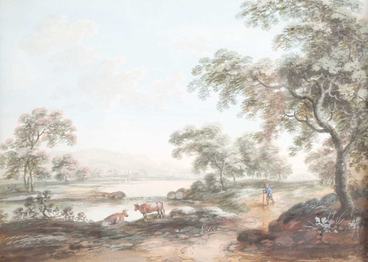 John Inigo Richards R.A. (1731 – 1810) Herdsman and cattle in a river landscape, signed, and a - Image 5 of 6