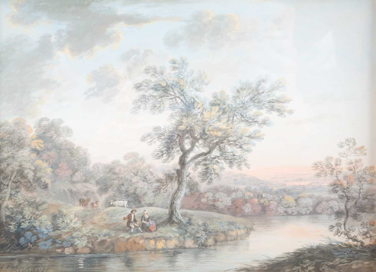 John Inigo Richards R.A. (1731 – 1810) Herdsman and cattle in a river landscape, signed, and a - Image 2 of 6