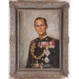 Fritz Haferland (German, 20th Century) a portrait of HRH Prince Philip, Duke of Edinburgh, in
