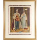 A framed print of King Edward VII and Queen Alexandra dating from June 1902, printed by the