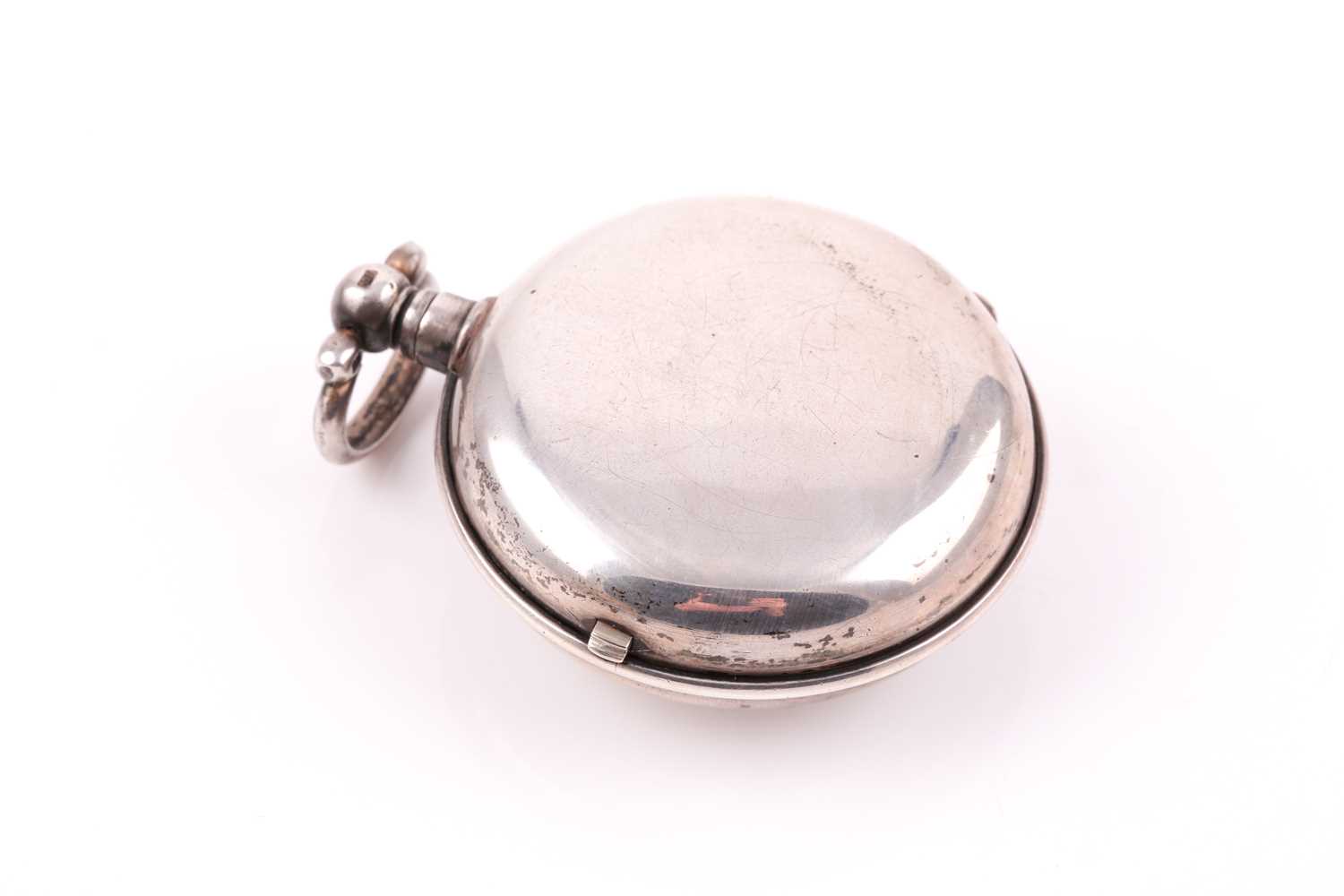 A George V silver pair-cased pocket watch, hallmarked London 1918, the white enamel dial with - Image 6 of 10