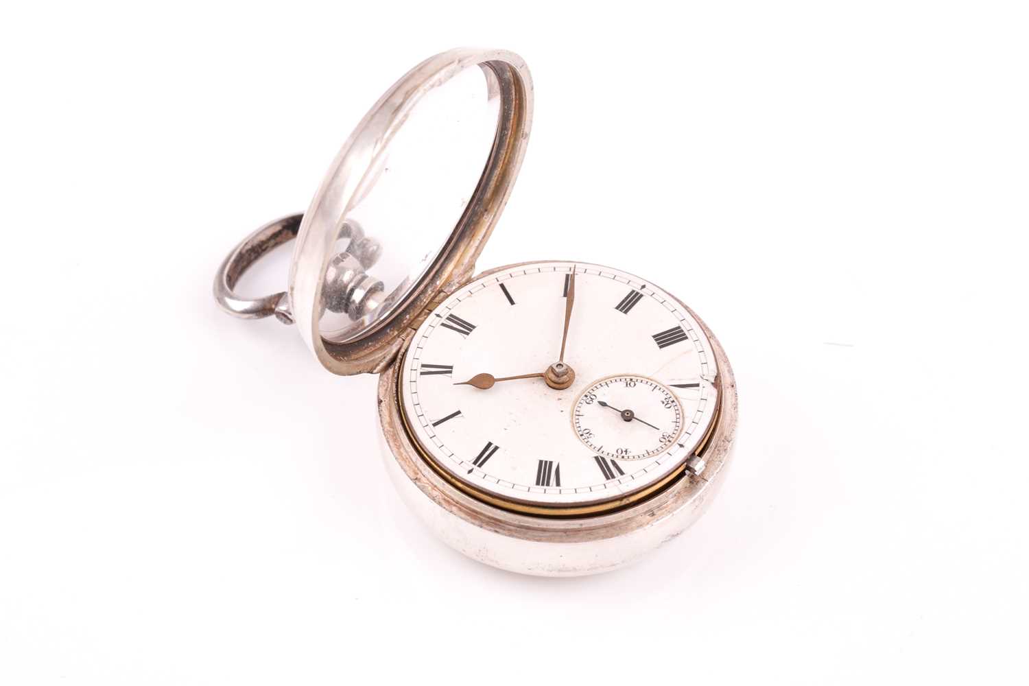 A George V silver pair-cased pocket watch, hallmarked London 1918, the white enamel dial with - Image 2 of 10
