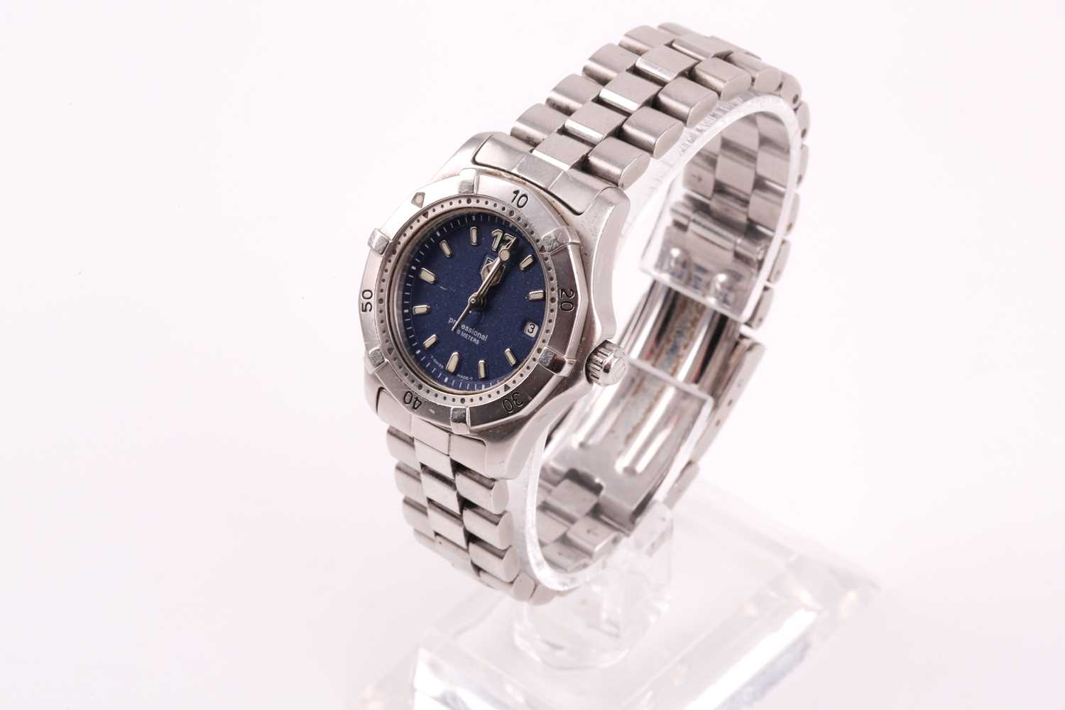 Tag Heuer. A lady's Professional 200m WK1313 quartz wristwatch, the blue dial with luminous baton - Image 6 of 11