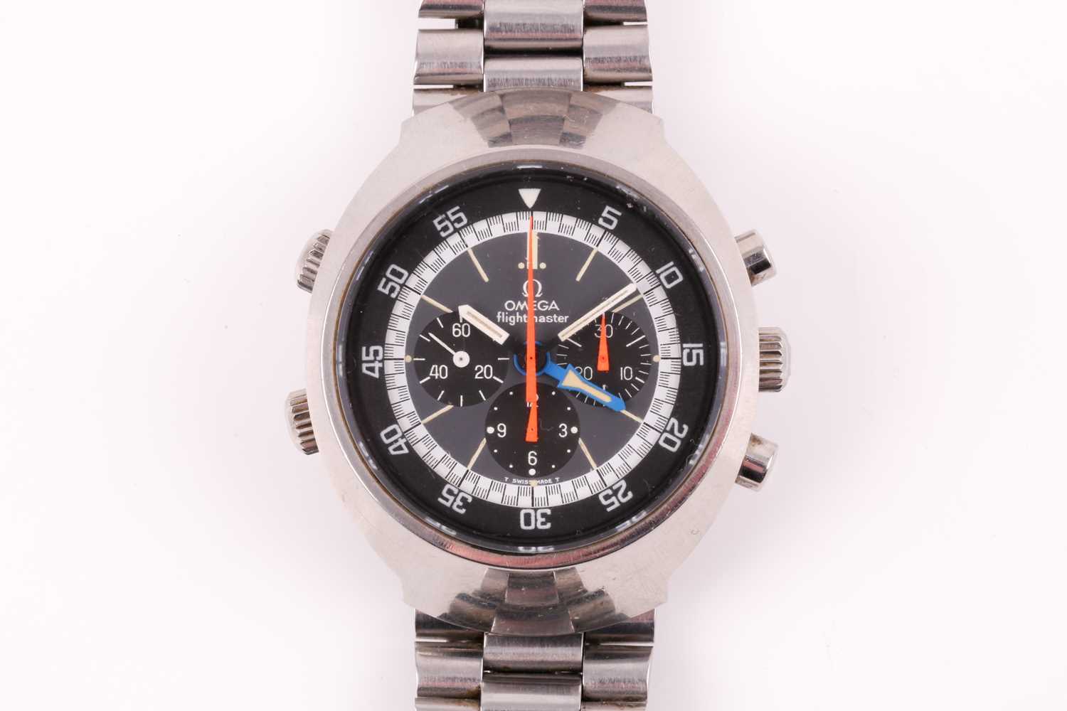 A 1972 Omega Flightmaster ref: 145.026 stainless steel chronograph wristwatch, the grey dial with - Image 2 of 12