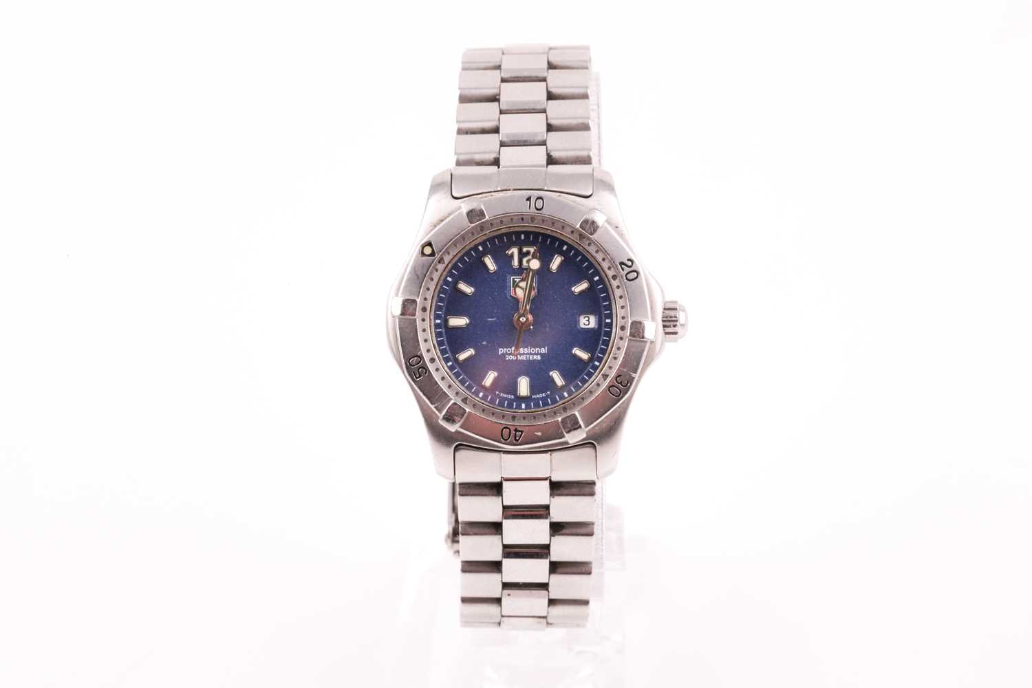 Tag Heuer. A lady's Professional 200m WK1313 quartz wristwatch, the blue dial with luminous baton