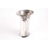 A 20th century Italian silver (800) vase by Gioilleria of Parma. The floral embossed oval section