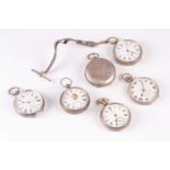 A Victorian silver open faced pocket watch, white enamel dial with Roman indices and subsidiary