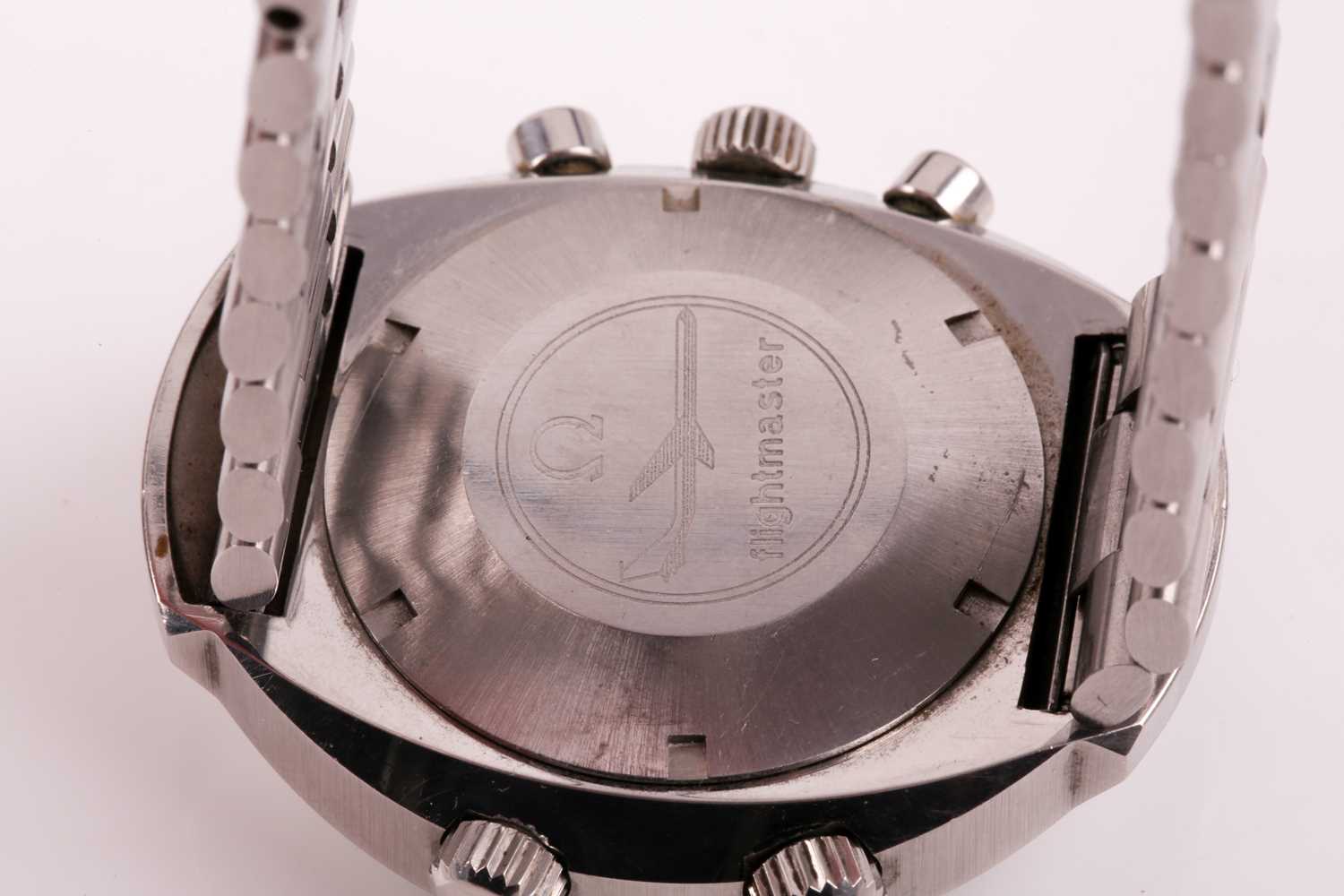 A 1972 Omega Flightmaster ref: 145.026 stainless steel chronograph wristwatch, the grey dial with - Image 8 of 12