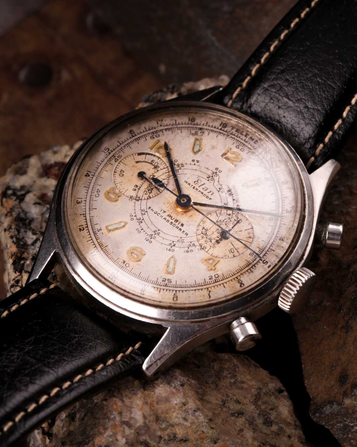 An Elan stainless steel mechanical chronograph wristwatch, the silvered dial with twin subsidiary - Image 11 of 12