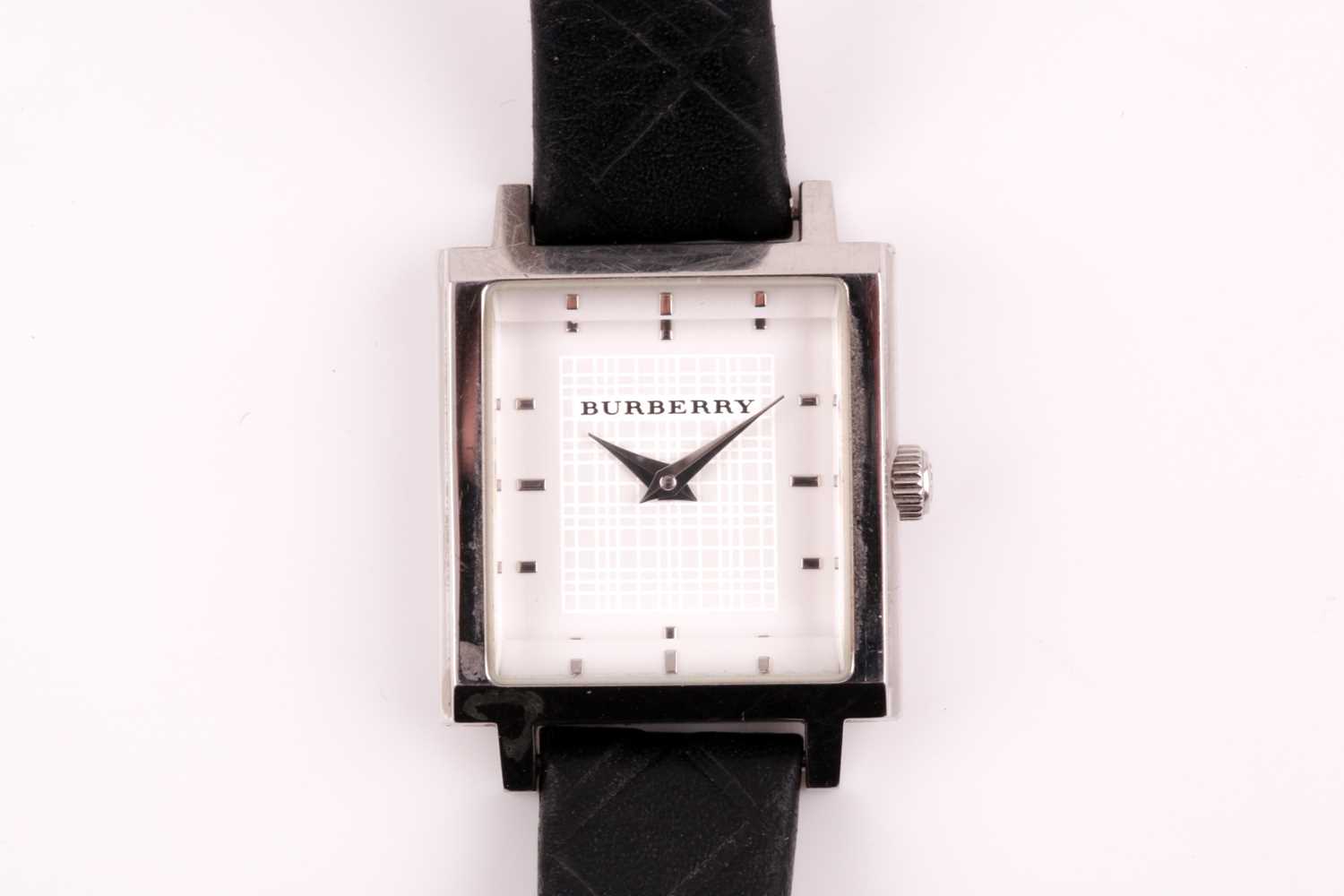 A Burberry ladies stainless steel wristwatch, the square dial with baton indices and grid-shaped - Image 10 of 10