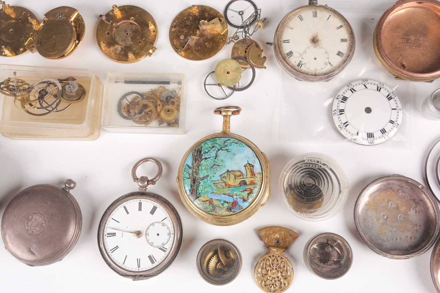 A Continental verge pocket watch, circa 1800; enamelled dial with hour and minute chapter rings; the - Image 7 of 8