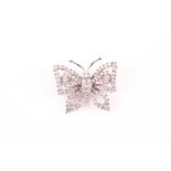 An 18ct white gold and diamond butterfly brooch, inset with round brilliant-cut diamonds, 2.4 cm