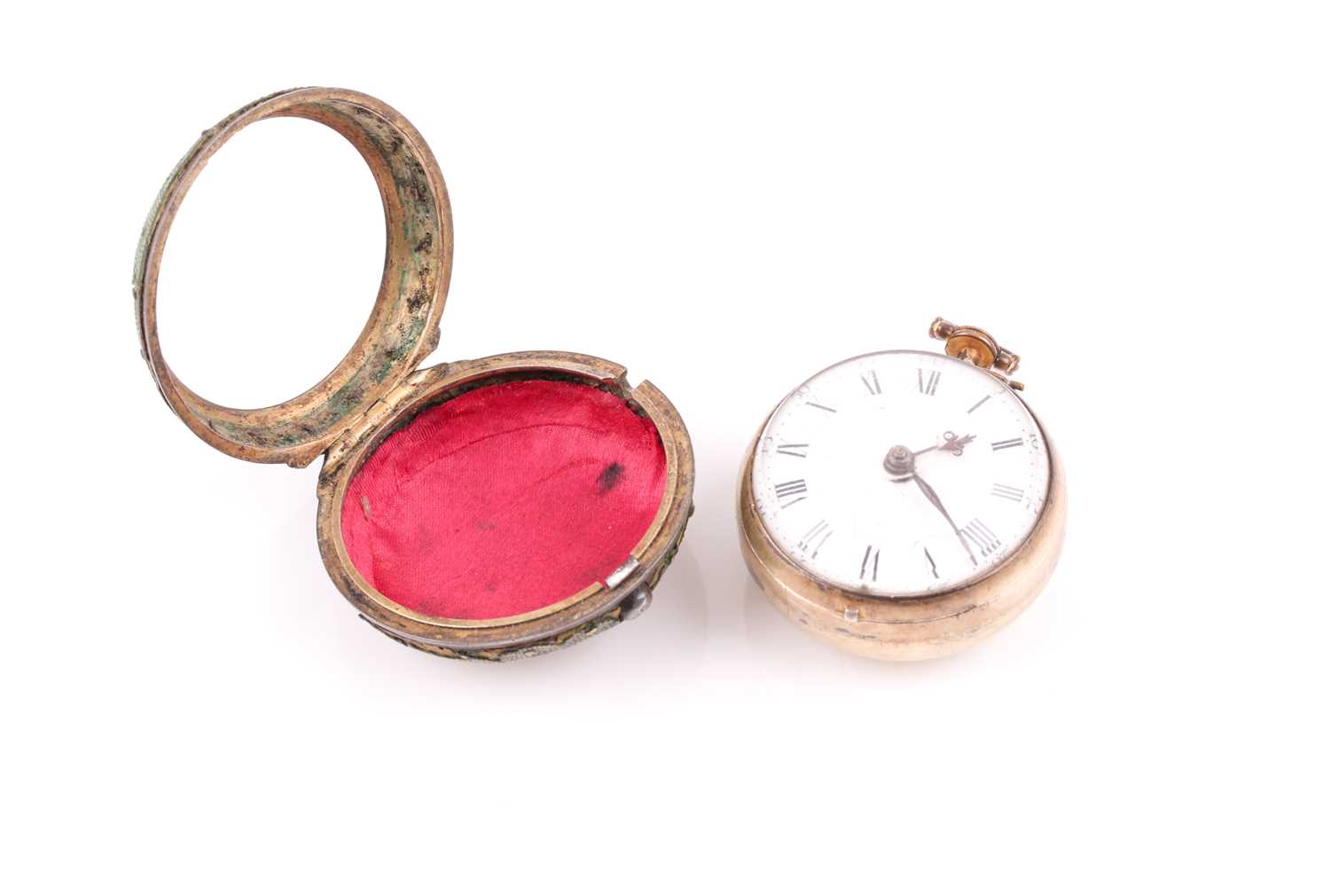 A George II silver gilt pair-cased pocket watch, by John Atkinson of London, hallmarked London 1746,