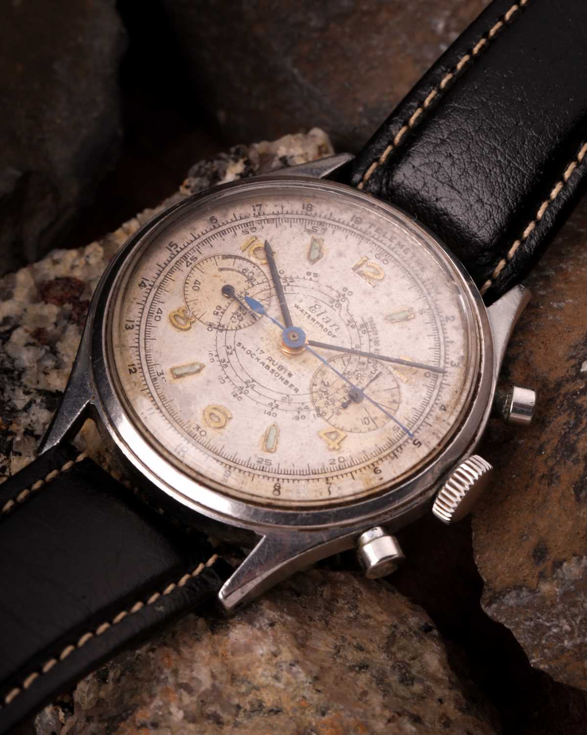 An Elan stainless steel mechanical chronograph wristwatch, the silvered dial with twin subsidiary - Image 12 of 12