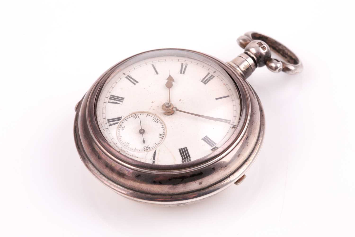 A George V silver pair-cased pocket watch, hallmarked London 1918, the white enamel dial with - Image 5 of 10