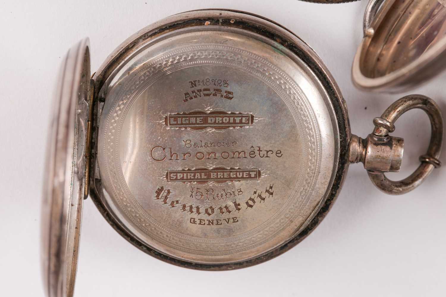 A Victorian silver open faced pocket watch, white enamel dial with Roman indices and subsidiary - Image 3 of 7