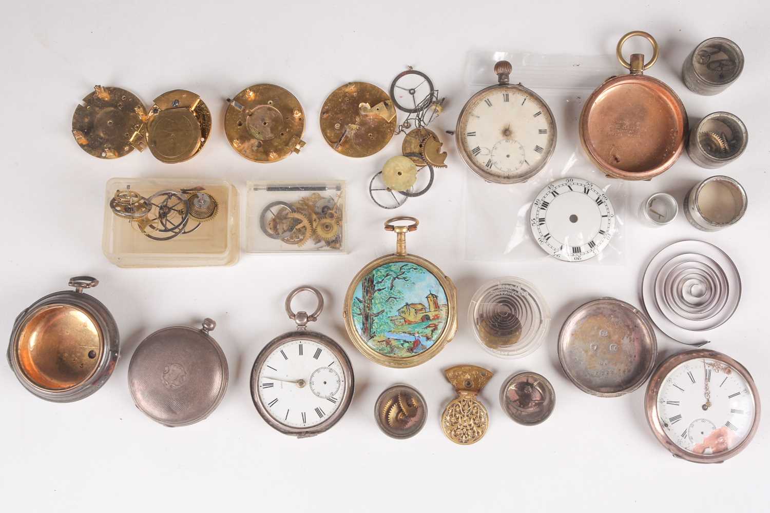 A Continental verge pocket watch, circa 1800; enamelled dial with hour and minute chapter rings; the