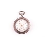 A George V silver pair-cased pocket watch, hallmarked London 1918, the white enamel dial with