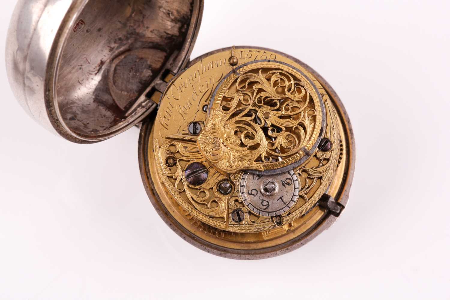 A George III silver pair-cased pocket watch, by Ovingham of London, hallmarked London 1770, - Image 5 of 13