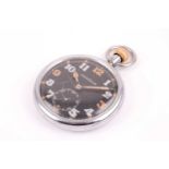 A Jaeger Lecoultre military pocket watch, the black dial with luminous and non-luminous Arabic