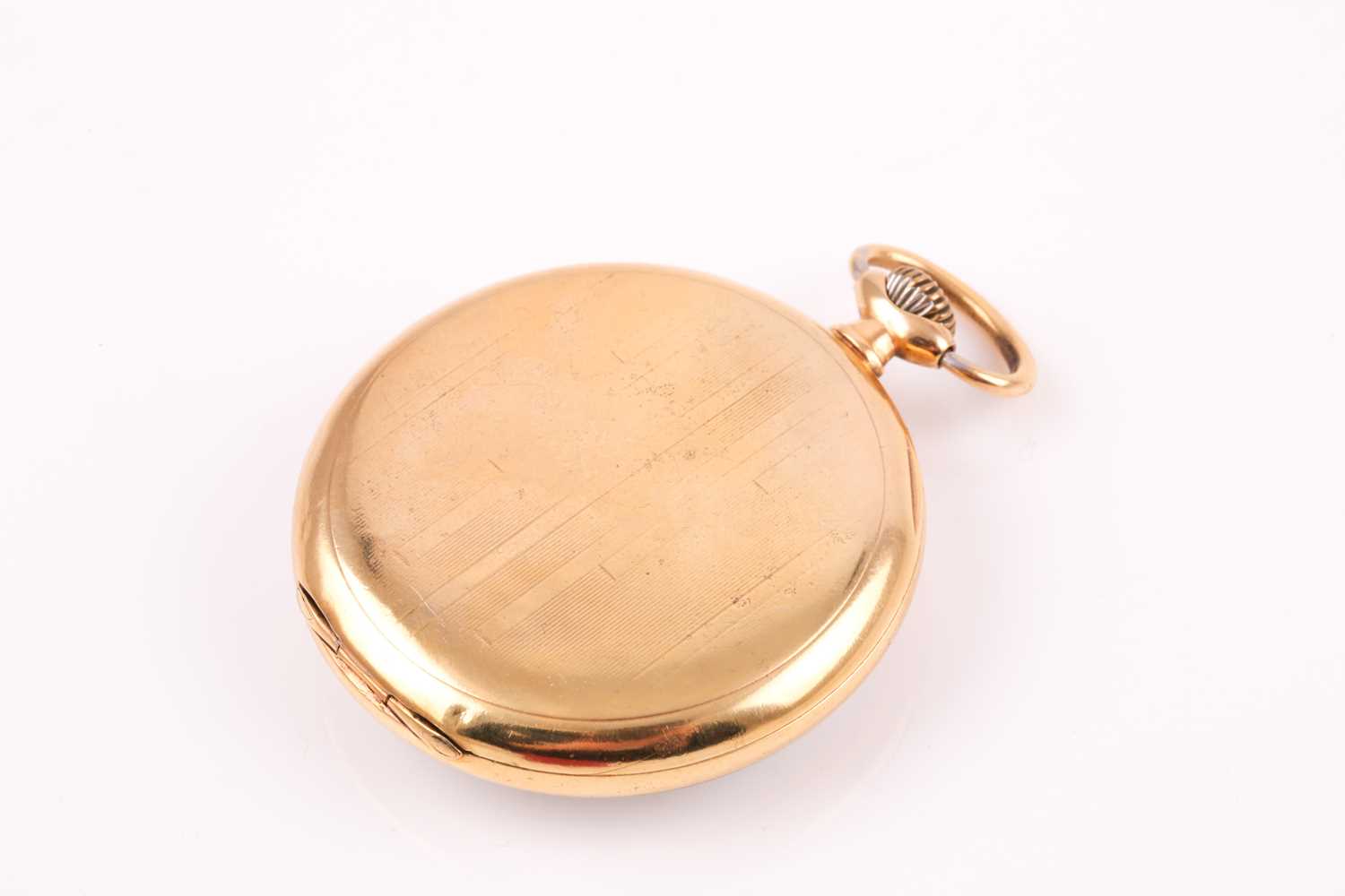 An Omega gold plated pocket watch, the white enamel dial with black Roman numerals and subsidiary - Image 2 of 9