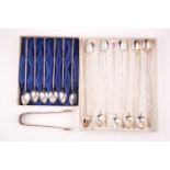 A set of ten Chinese sterling silver Julep straws/spoons, struck with makers initials FJ, 925