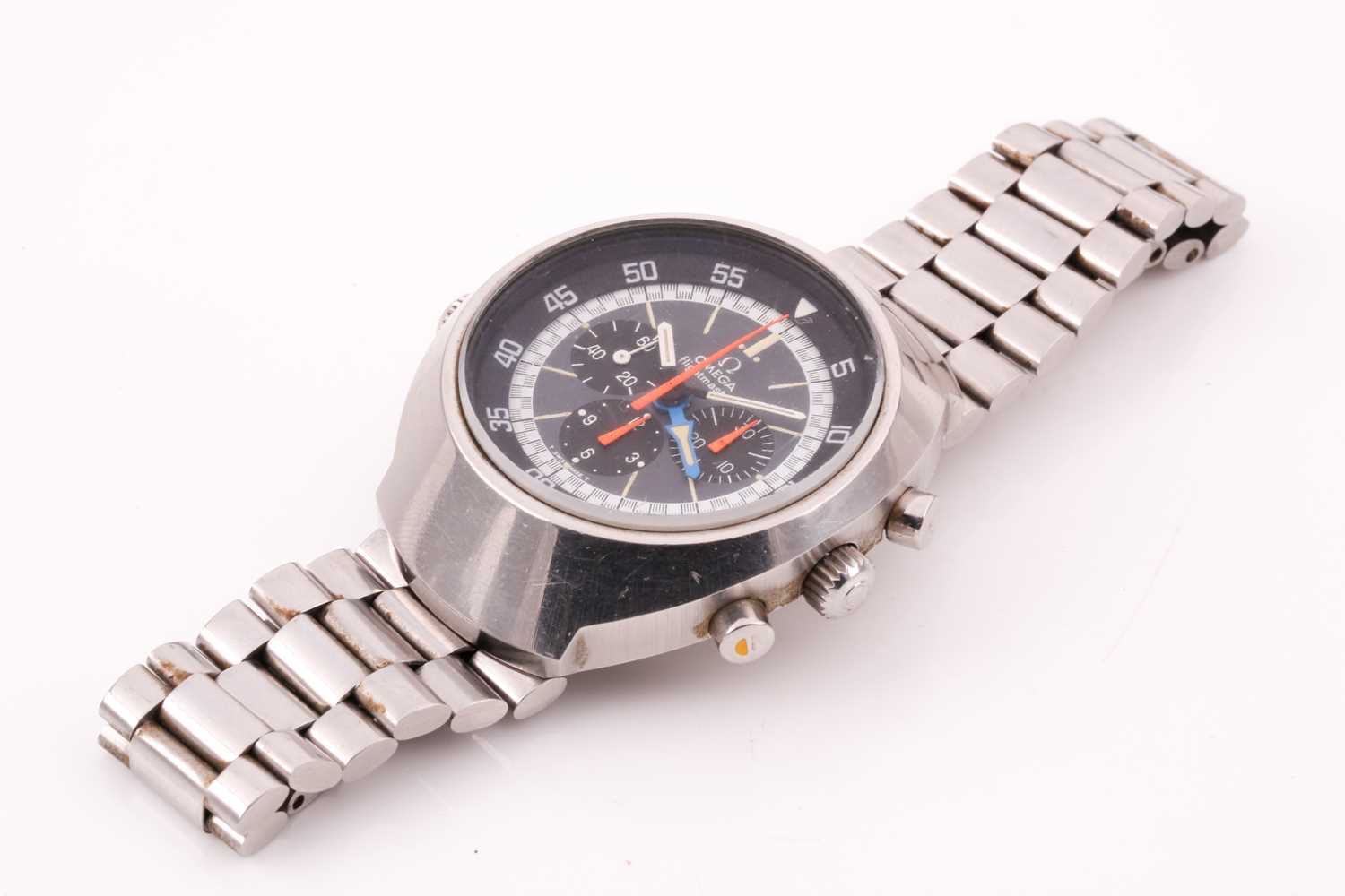 A 1972 Omega Flightmaster ref: 145.026 stainless steel chronograph wristwatch, the grey dial with - Image 4 of 12